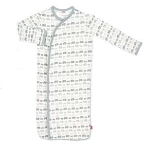 MAGNETIC ME Modal Magnetic Baby Gown, Grey Dancing Elephants, Size NB-3 months